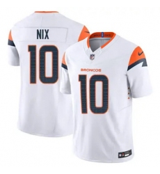 Youth Denver Broncos 10 Bo Nix White F U S E Vapor Limited Stitched Football Jersey