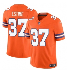 Youth Denver Broncos 37 Audric Estime Orange F U S E  Mile High Collection 1977 Throwback Vapor Limited Stitched Football Jersey