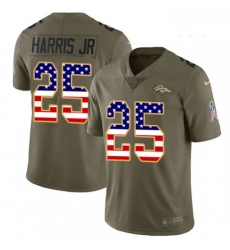 Youth Nike Denver Broncos 25 Chris Harris Jr Limited OliveUSA Flag 2017 Salute to Service NFL Jersey