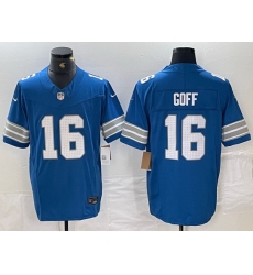 Men Detroit Lions 16 Jared Goff Blue 2024 F U S E  Vapor Limited Stitched Jersey