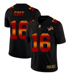 Men Detroit Lions 16 Jared Goff Men Black Nike Red Orange Stripe Vapor Limited NFL Jersey