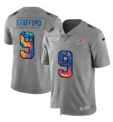 Men Detroit Lions 9 Matthew Stafford Men Nike Multi Color 2020 NFL Crucial Catch NFL Jersey Greyheather