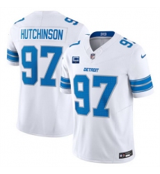 Men Detroit Lions 97 Aidan Hutchinson White 2024 F U S E  With 1 Star C Patch Vapor Untouchable Limited Stitched Jersey