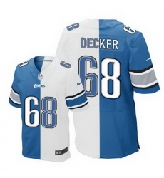 Nike Lions #68 Taylor Decker Blue White Mens Stitched NFL Elite Split Jersey