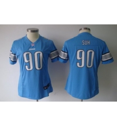 Women Nike Detroit Lions 90# Ndamukong Suh Blue Jersey