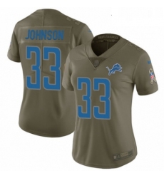 Womens Nike Detroit Lions 33 Kerryon Johnson Limited Olive 2017 Salute to Service NFL Jersey