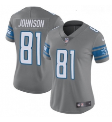 Womens Nike Detroit Lions 81 Calvin Johnson Limited Steel Rush Vapor Untouchable NFL Jersey