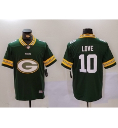 Men Green Bay Packers 10 Jordan Love Green Big Logo Vapor Limited Stitched Football Jersey