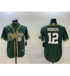 Men Green Bay Packers 12 Aaron Rodgers Green Cool Base Stitched Baseball Jersey