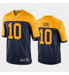 men jordan love green bay packers navy throwback game jersey 