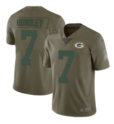 Youth Nike Packers #7 Brett Hundley Limited Olive 2017 Salute to Service NFL Jersey