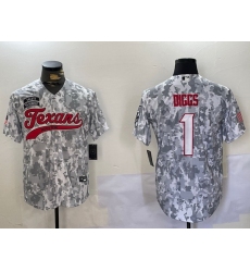 Men Houston Texans 1 Stefon Diggs Camo With Patch Cool Base Stitched Baseball Jersey