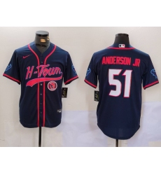 Men Houston Texans 51 Will Anderson Jr  Navy With Patch Cool Base Stitched Baseball Jersey 2