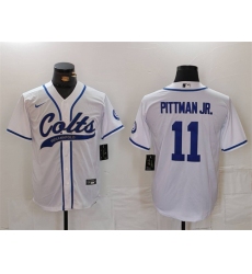 Men Indianapolis Colts 11 Michael Pittman Jr  White Cool Base Stitched Baseball Jersey