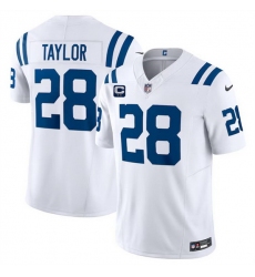 Men Indianapolis Colts 28 Jonathan Taylor White 2024 F U S E  With 2 Star C Patch Vapor Limited Stitched Football Jersey