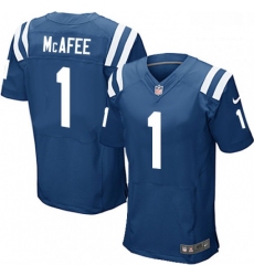 Men Nike Indianapolis Colts 1 Pat McAfee Elite Royal Blue Team Color NFL Jersey