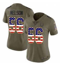 Womens Nike Indianapolis Colts 56 Quenton Nelson Limited Olive USA Flag 2017 Salute to Service NFL Jersey