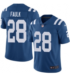 Youth Nike Colts #28 Marshall Faulk Royal Blue Team Color Stitched NFL Vapor Untouchable Limited Jersey