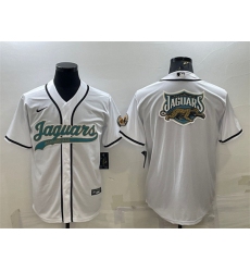 Men Jacksonville Jaguars White Team Big Logo With Patch Cool Base Stitched Baseball Jersey