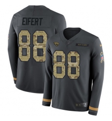 Nike Jaguars 88 Tyler Eifert Anthracite Salute to Service Men Stitched NFL Limited Therma Long Sleeve Jersey