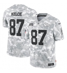 Men Kansas City Chiefs 87 Travis Kelce 2024 Arctic Camo Salute To Service Limited Stitched Football Jersey