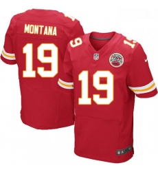 Men Nike Kansas City Chiefs 19 Joe Montana Red Team Color Vapor Untouchable Elite Player NFL Jersey