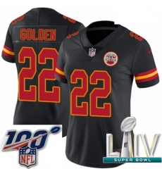 2020 Super Bowl LIV Women Nike Kansas City Chiefs #22 Robert Golden Limited Black Rush Vapor Untouchable NFL Jersey