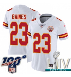 2020 Super Bowl LIV Women Nike Kansas City Chiefs #23 Phillip Gaines White Vapor Untouchable Limited Player NFL Jersey