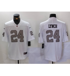 Men   Las Vegas Raiders 24 Marshawn Lynch White Vapor Untouchable Limited Stitched Jersey