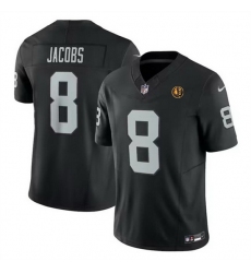 Men Las Vegas Raiders 8 Josh Jacobs Black 2023 F U S E  With John Madden Patch Vapor Limited Stitched Football Jersey