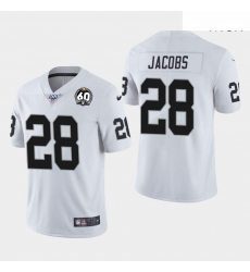 Men Oakland Raiders 28 Josh Jacobs 60th Anniversary Vapor Limited Jersey   White