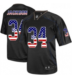 Mens Nike Oakland Raiders 34 Bo Jackson Elite Black USA Flag Fashion NFL Jersey