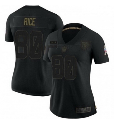 Women Las Vegas Raiders 80 Jerry Rice Black 2020 Salute To Service Limited Jersey