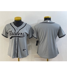 Women Las Vegas Raiders Blank Grey With Patch Cool Base Stitched Baseball Jersey