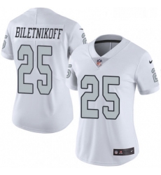 Womens Nike Oakland Raiders 25 Fred Biletnikoff Limited White Rush Vapor Untouchable NFL Jersey