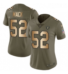 Womens Nike Oakland Raiders 52 Khalil Mack Limited OliveGold 2017 Salute to Service NFL Jersey