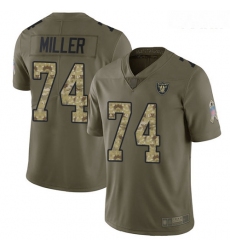 Raiders #74 Kolton Miller Olive Camo Youth Stitched Football Limited 2017 Salute to Service Jersey