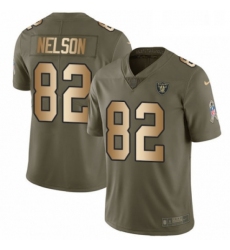 Youth Nike Oakland Raiders 82 Jordy Nelson Limited OliveGold 2017 Salute to Service NFL Jersey