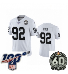 Youth Oakland Raiders #92 P.J. Hall White 60th Anniversary Vapor Untouchable Limited Player 100th Season Football Jersey