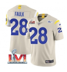 Nike Los Angeles Rams 28 Marshall Faulk Bone 2022 Super Bowl LVI Vapor Limited Jersey