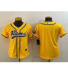 Women Los Angeles Rams Blank Yellow With Patch Cool Base Stitched Baseball Jersey