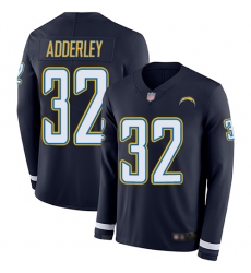 Chargers 32 Nasir Adderley Navy Blue Team Color Men Stitched Football Limited Therma Long Sleeve Jersey