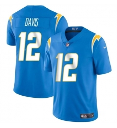 Men Los Angeles Chargers 12 Derius Davis Blue 2024 Vapor Limited Stitched Football Jersey