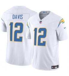 Men Los Angeles Chargers 12 Derius Davis White 2024 F U S E Vapor Limited Stitched Football Jersey