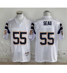 Men Los Angeles Chargers 55 Junior Seau White Throwback Stitched Jersey