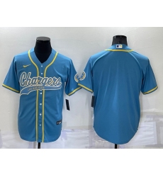 Men Los Angeles Chargers Blank Blue Cool Base Stitched Baseball Jersey