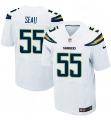 Men Nike Los Angeles Chargers 55 Junior Seau Elite White NFL Jersey