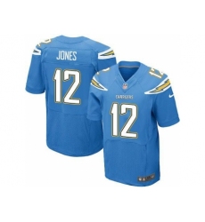 Nike San Diego Chargers 12 Jacoby Jones Blue Elite NFL Jersey