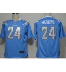 Nike San Diego Chargers 24 Ryan Mathews Light Blue Game NFL Jersey