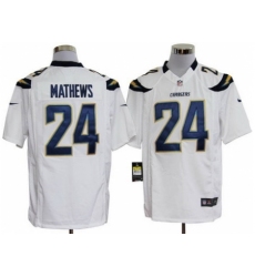 Nike San Diego Chargers 24 Ryan Mathews White Game NFL Jersey